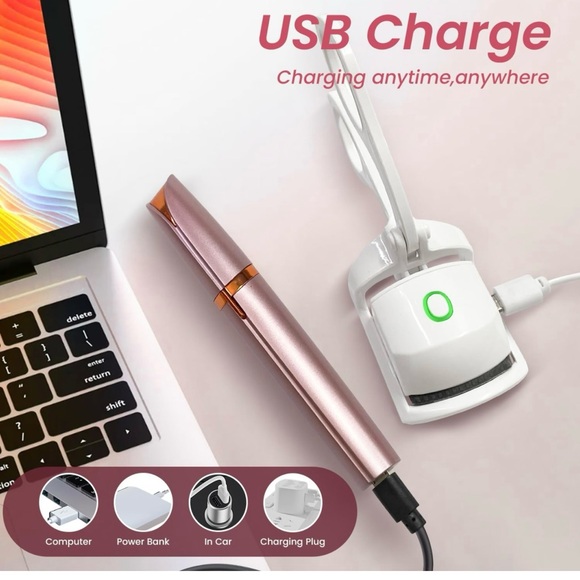 Rechargeable Heated Eyelash Curler & Electric Eyebrow Trimmer Beauty Kit New - Picture 4 of 11